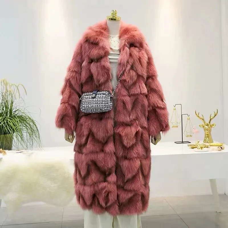 Winter Warm Hot Selling Model Real Fox Fur Long Women Jacket Plus Size Oversized Fur Coat