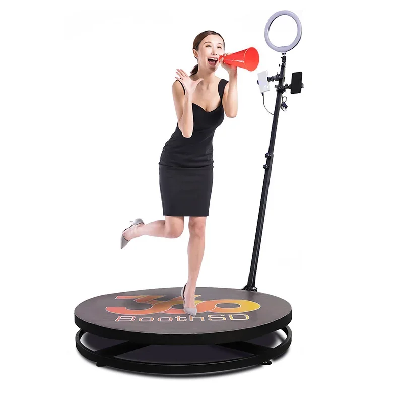 Slow Motion Rotating Platform Photo Booth for Wedding Fiestas Selfie Party Spin Photobooth Free-standing Portable 115cm