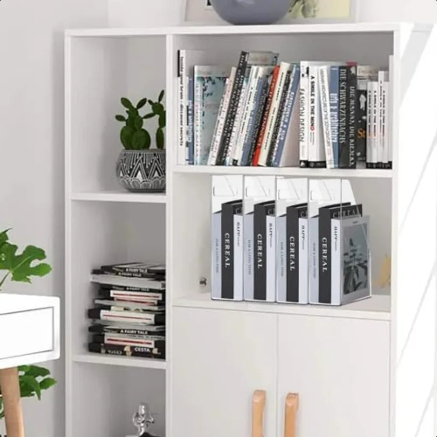 2 حزمة حامل ملفات المجلات البلاستيك الشفاف A4 منظم الملفات العمودي مع مقبض منظم مكتب مجلة وثيقة الرف سليم Ver