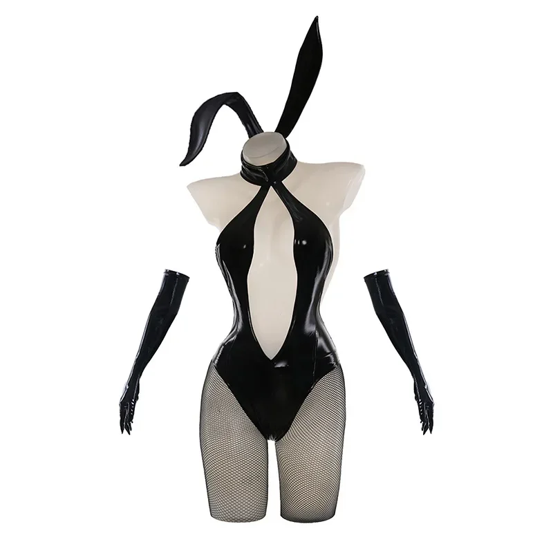 Disfraz Sexy de Kono Chan para chica, cosplay sexy para mujer, traje de conejito negro, uniforme con escote en V profundo, mono de Navidad, regalo