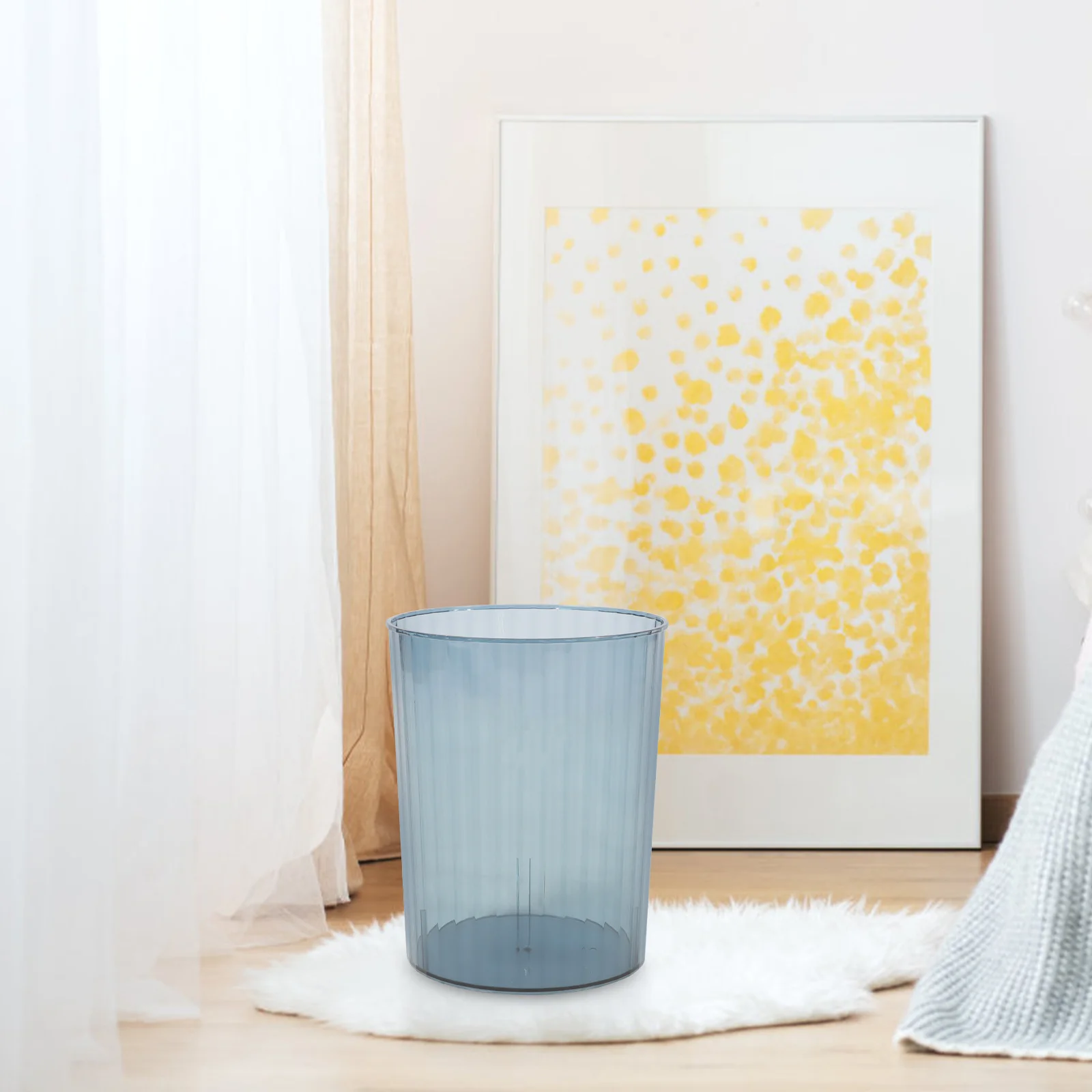 

Transparent Trash Can 21.5x27 Mist Blue Waste Basket Kitchen Bedroom Bathroom Office Multi-function Garbage Bin