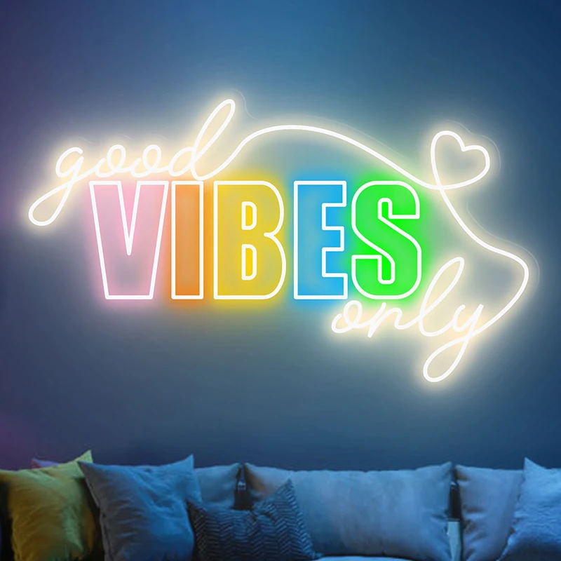 Неоновая вывеска Good Vibes Only для спальни, домашней комнаты, женское украшение, неоновые огни, неоновая бара, свадебное настенное украшение, светодиодный ночник