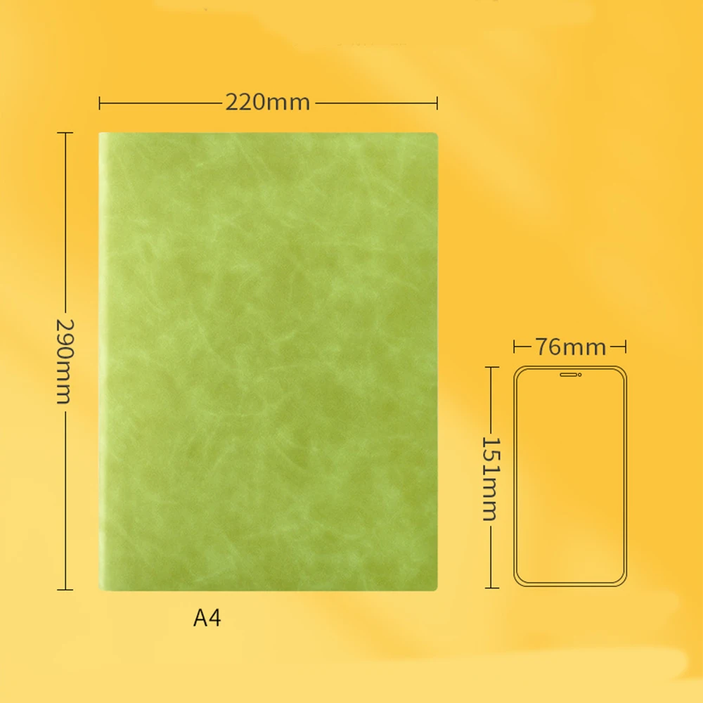 (Free Logo Engraving) A4 Thick Soft Leather Notebook, Horizontal Line/Blank/Cornell Three Inner Pages, Student Subject Notebooks