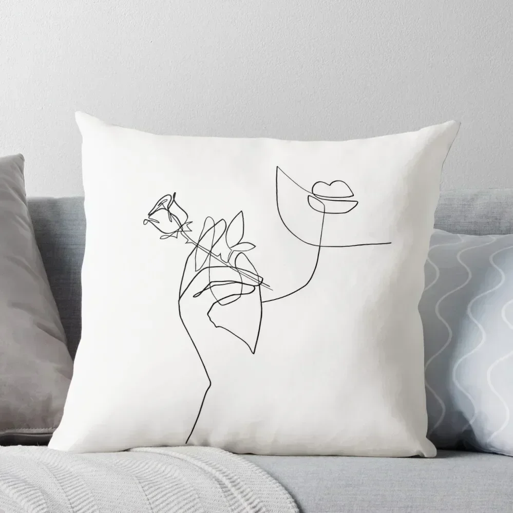 

Rose is my favorite - Line Art Throw Pillow christmas supplies Marble Cushion Cover pillow