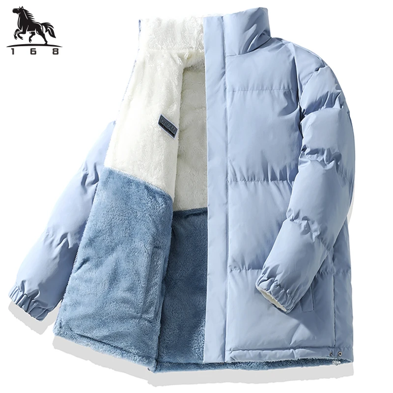 

mens Parka Men's Jacket Winter New with fleece down jacket Solid color Warm Jackets men business leisure coat teenager coats