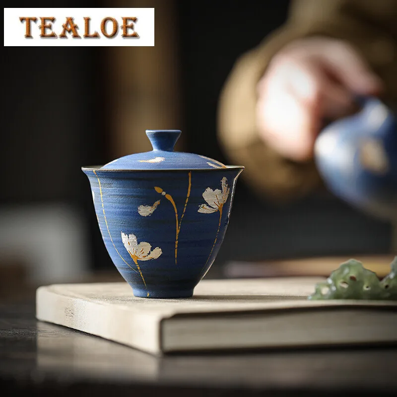 

120 мл ручная роспись Gesang Pollen Gaiwan порошок ручной работы Инь грубая керамика чайная варень чайная машина крышка чаша сервизы подарок