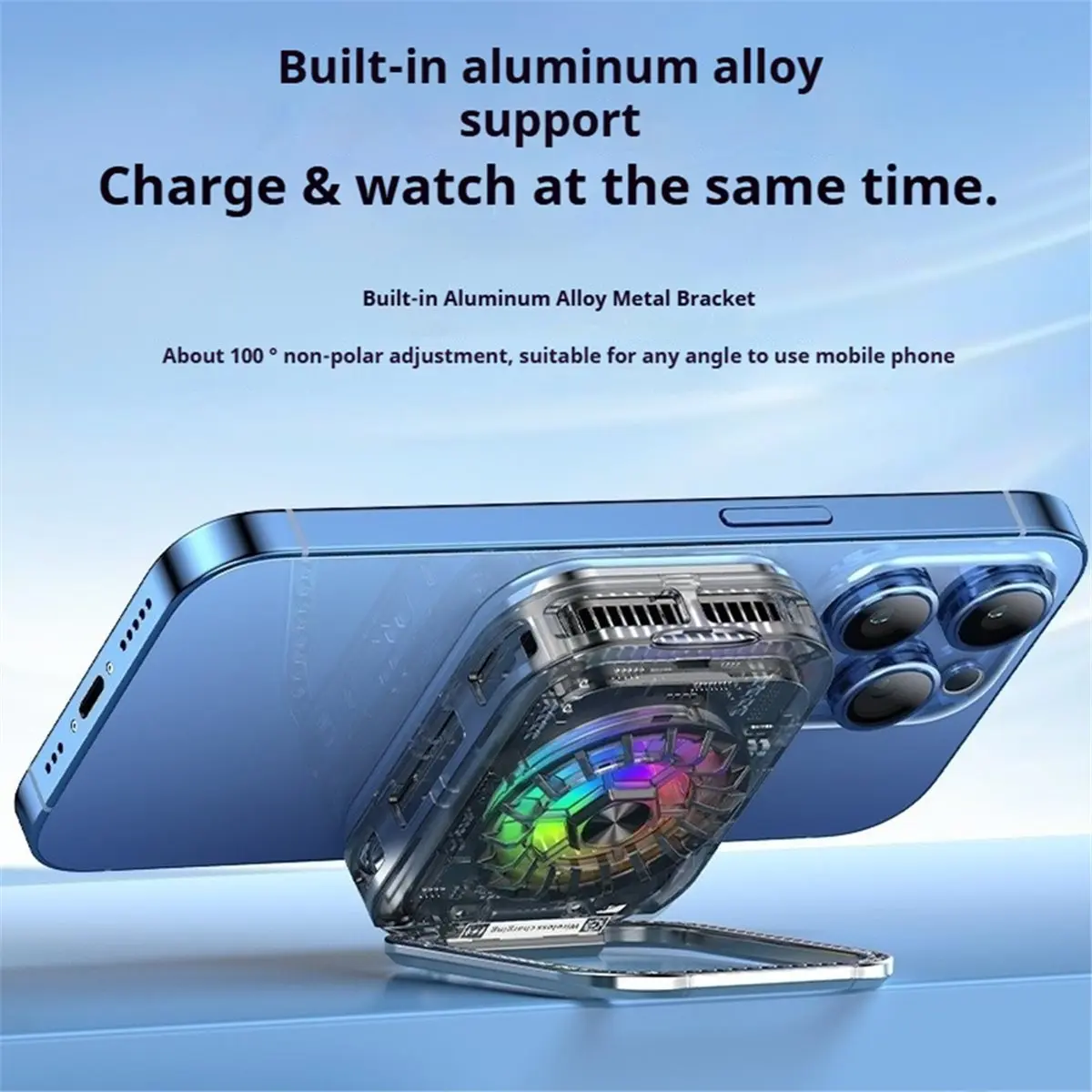 Magnetic Phone Cooler with Wireless Charging Semiconductor Cooling Fan Gaming Fast Heat Dissipation for Android