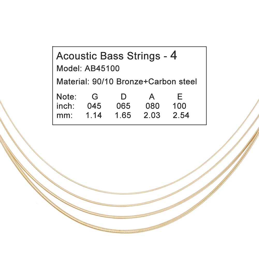 

45-10 Gauge Acoustic Bass Strings 4 String Carbon Steel Core Replacement Accessories Musical Instruments High Quality