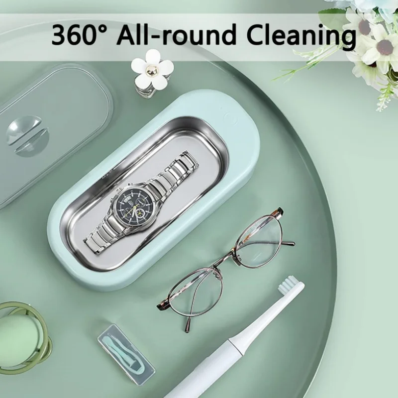 Ультразвуковой очиститель, мини-электрический очиститель кистей для макияжа, бытовой портативный 390 мл, 48000 Гц, частота вибрации для ювелирных изделий, часов, очков
