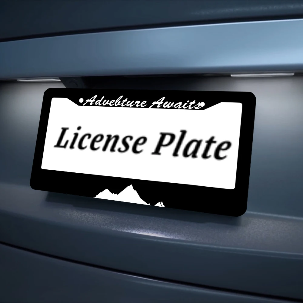 أسود مغامرة ينتظر نمط 2 حفرة إطار لوحة الترخيص مادة الألومنيوم 6x12 بوصة مع المسمار مجموعة هدية تزيين السيارة #6