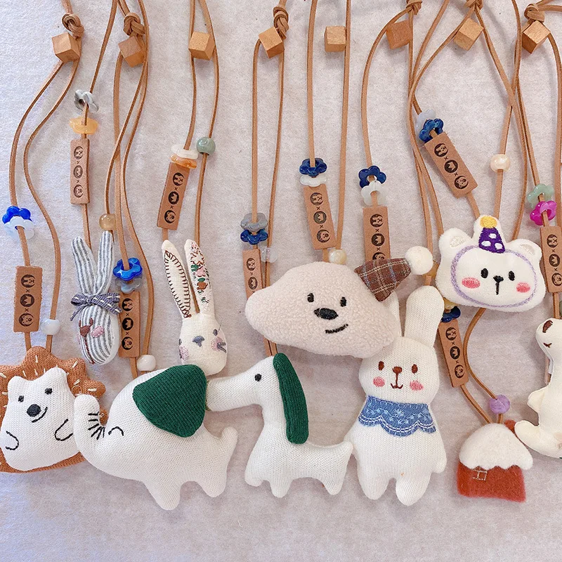 Cute Fabric Animal Doll Keychains For Bag Pendant Creative Hedgehog Stuffed Fabric Doll Pendant Keyrings Accessories Wholesale