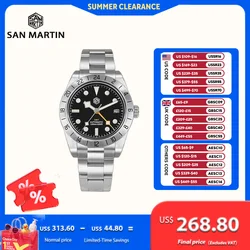 San Martin 39mm BB GMT Watch NH34 Automatic Wristwatch Man Date BGW-X1 Luminous Montre Homme Waterproof 10Bar Sapphire SN0054E