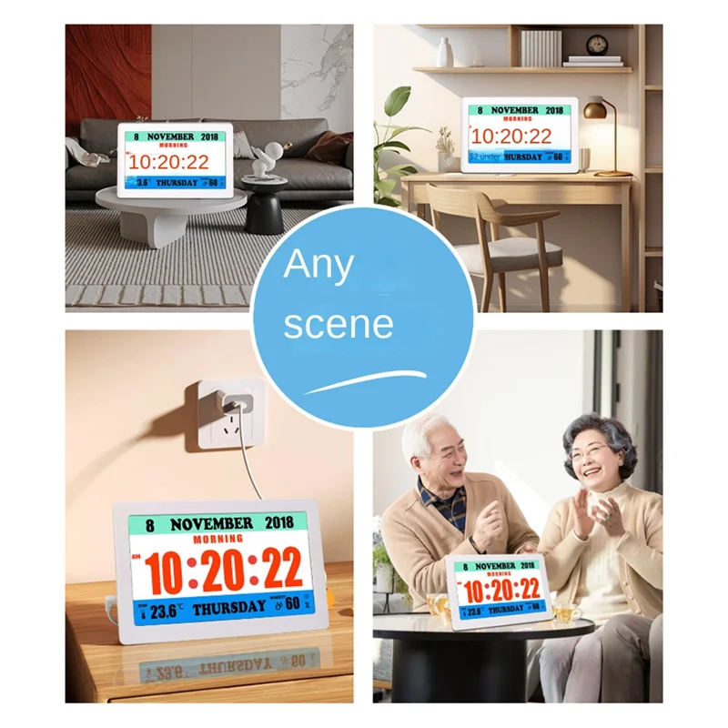 

ABJY-TFT Color Screen Digital Display Clock Reminder Alarm Clock For Living Room Bedroom Study Lobby Wall Clock