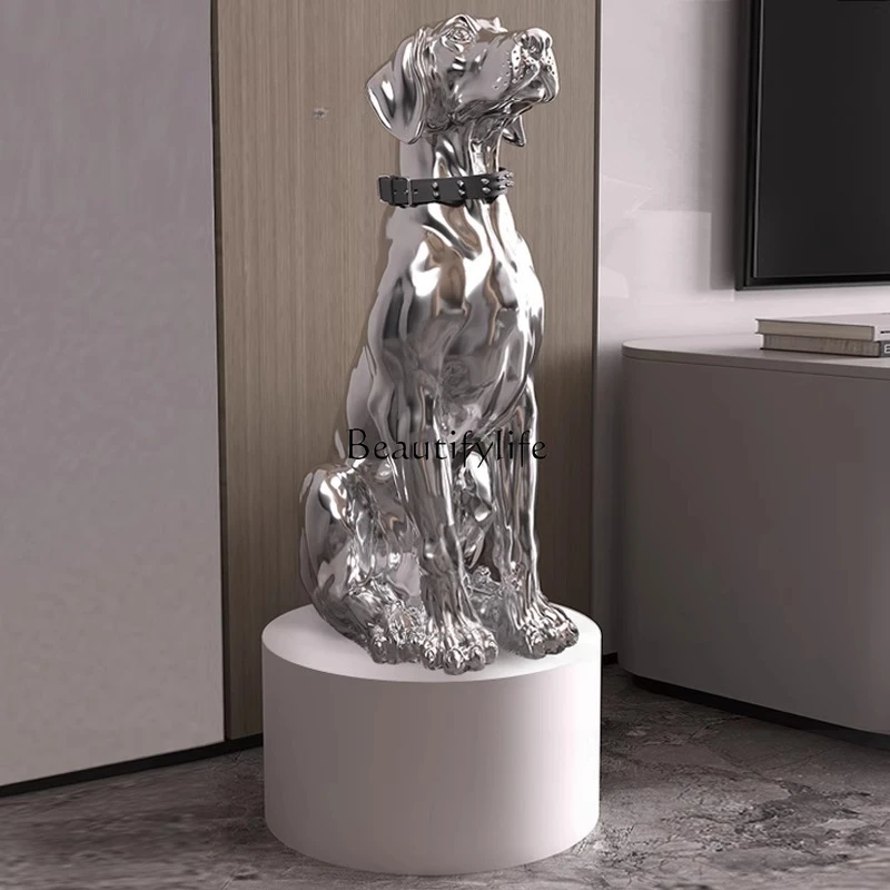 

Golden Retriever Floor Dog Ornament Modern Simple Light Luxury Electroplating High-end Home TV Cabinet OrnamentL