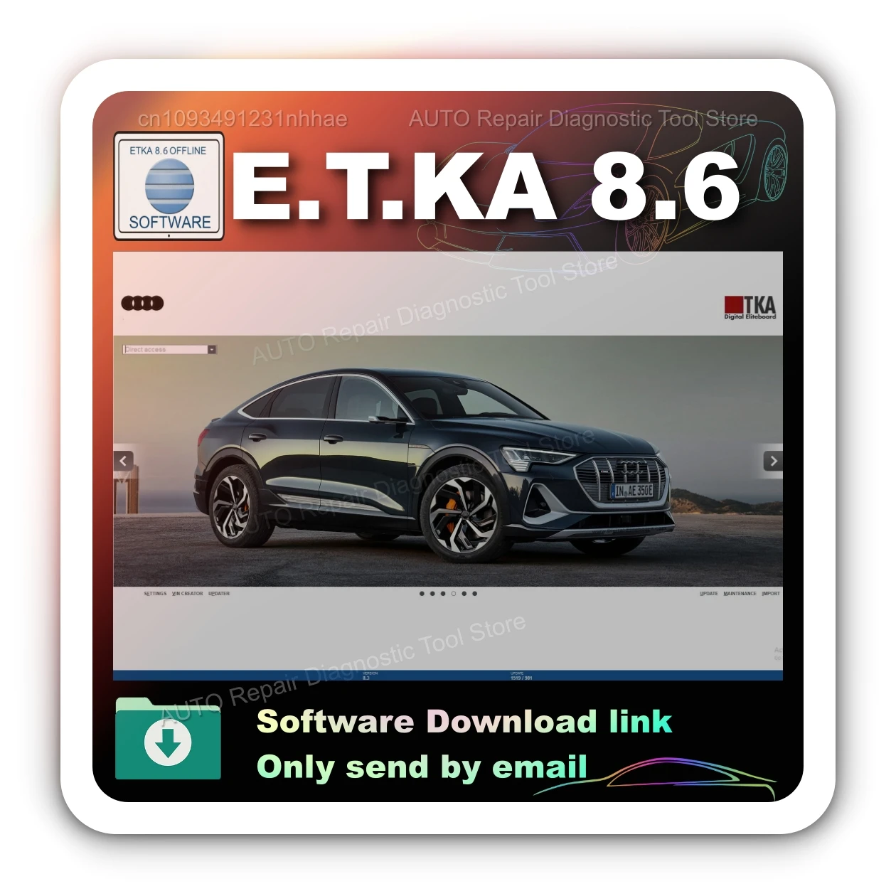 2025 ¡CALIENTE! Software Etka 8,6, Software de reparación de automóviles, grupo de vehículos, catálogo de piezas electrónicas para A-udi para V-W SE/AT+SKO/DA ETKA