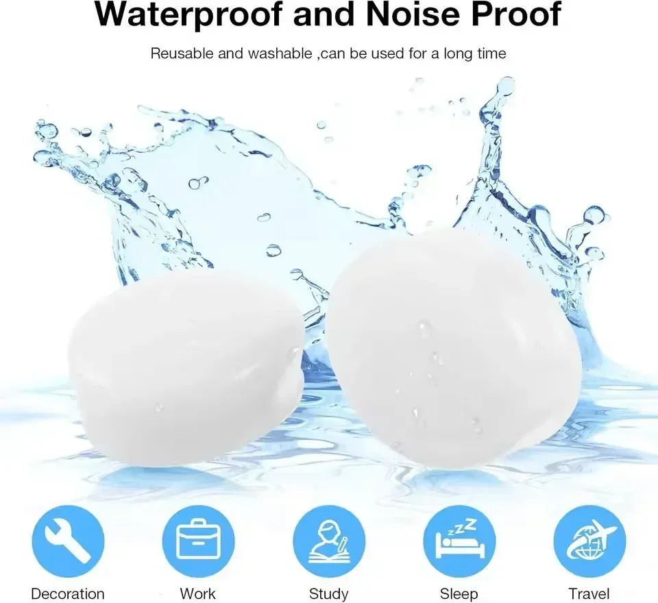 Wasserdichte Ohrstöpsel aus Silikon und Wachs für Schwimmen, Fliegen, Arbeiten, Lärmreduzierung, Schlafschutz und Geräuschunterdrückung – Detail 6