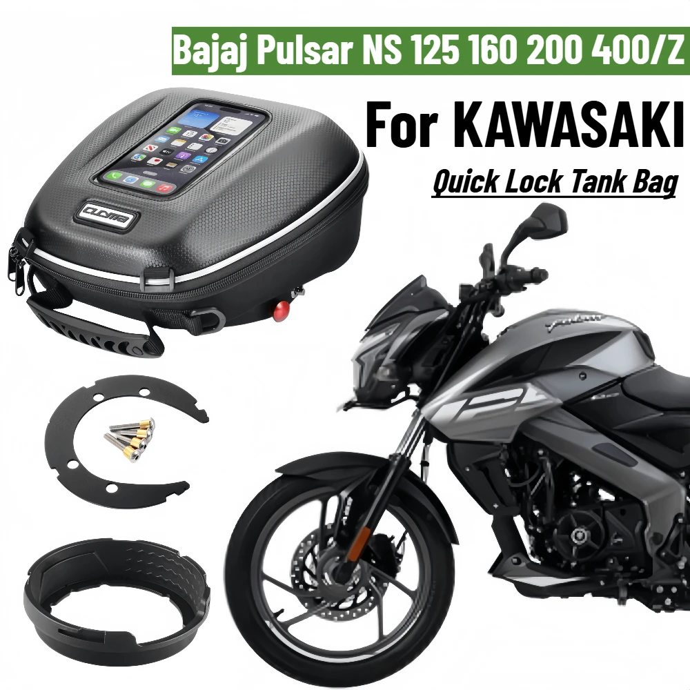 Tank Bag For Kawasaki Bajaj Pulsar NS 125 160 200 400/Z RS 250 Motorcycle Luggage Waterproof Tool Backpack Quick Lock Ring Parts