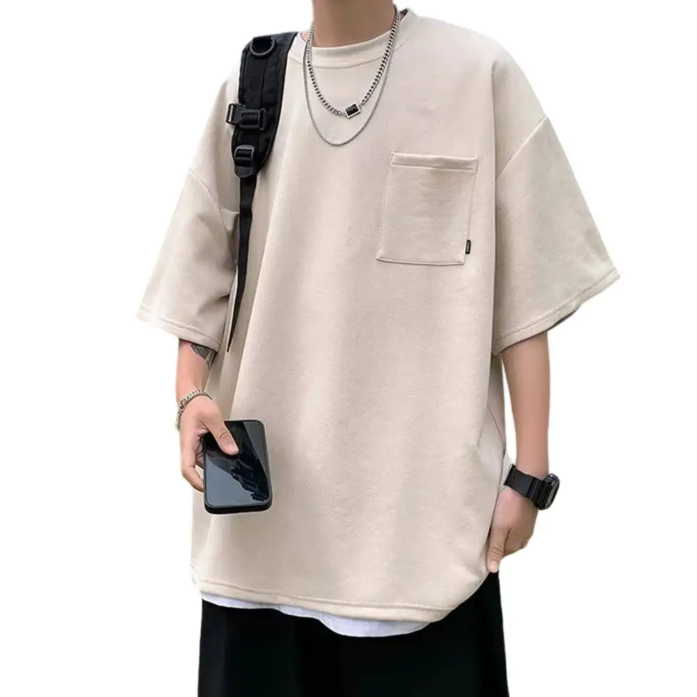 

Korean Short Sleeve Loose Round Neck Tee Casual Outing Everyday Apparel Holiday Fashion Casual Daily Wear For Men
