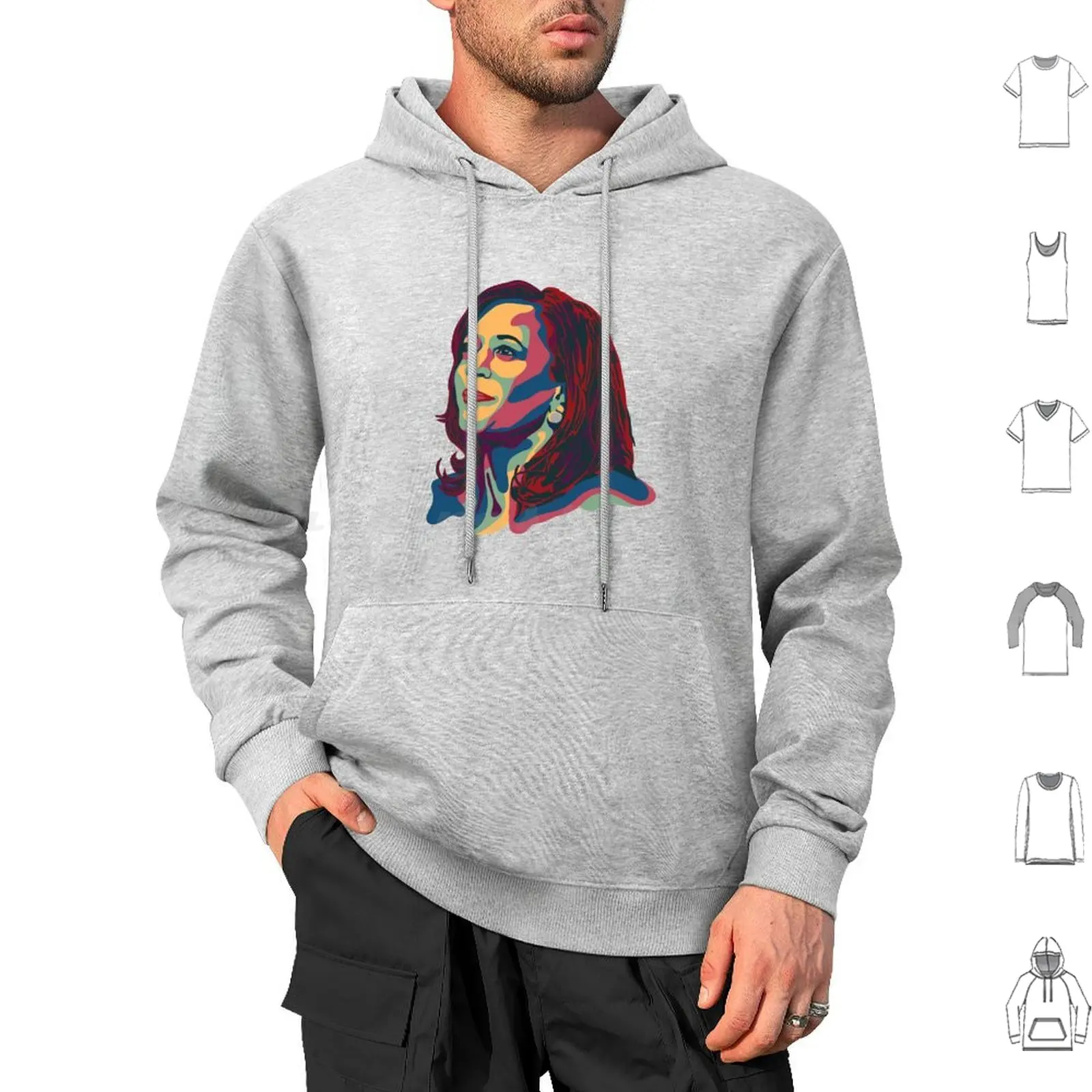 Kamala Harris Retrato Sudadera con capucha Algodón Manga larga Feminismo Feminista Kamala Kamalaharris Harris Herstory Veep Vicepresidente