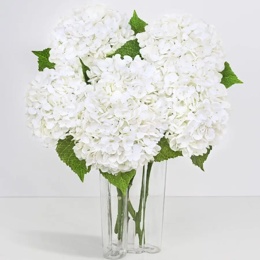 

6 Pcs Real Touch Hydrangea Artificial Flowers, 21 White Full Faux Hydrangea Flowers Latex Fake Flowers for Home Decor Party Flor