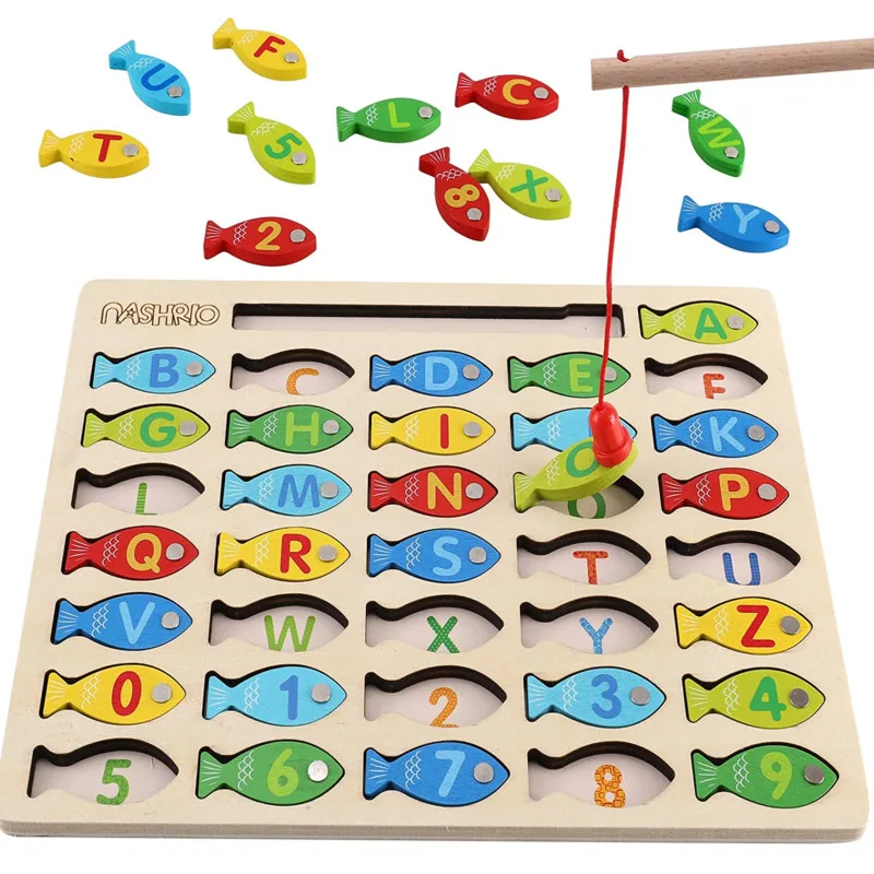 

1 Set Magnetic Wooden Montessori Fishing Play Fishing Game Toy Catching Parent-child Games Interactive Wooden New Learning