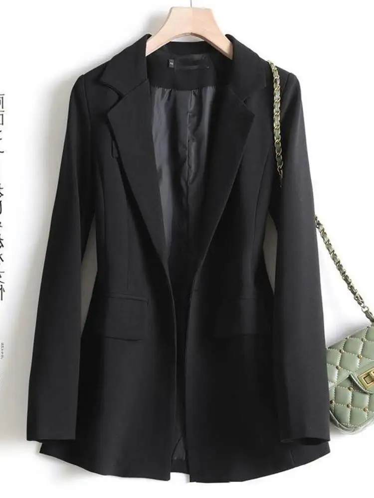 

Slim Fit Women's Suit Jaet 2024 Spring Autumn Korean Sle Commute Bla Profional Coat Office OL Waist-Cinching Coat