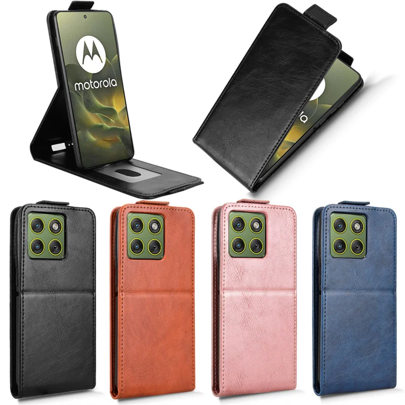 لهاتف موتورولا موتو إيدج 70 5G حافظة عمودية قابلة للطي ريترو صديقة للبشرة غطاء كامل حامل بطاقة لهاتف موتو X70 اير 5G أكياس الهاتف #6