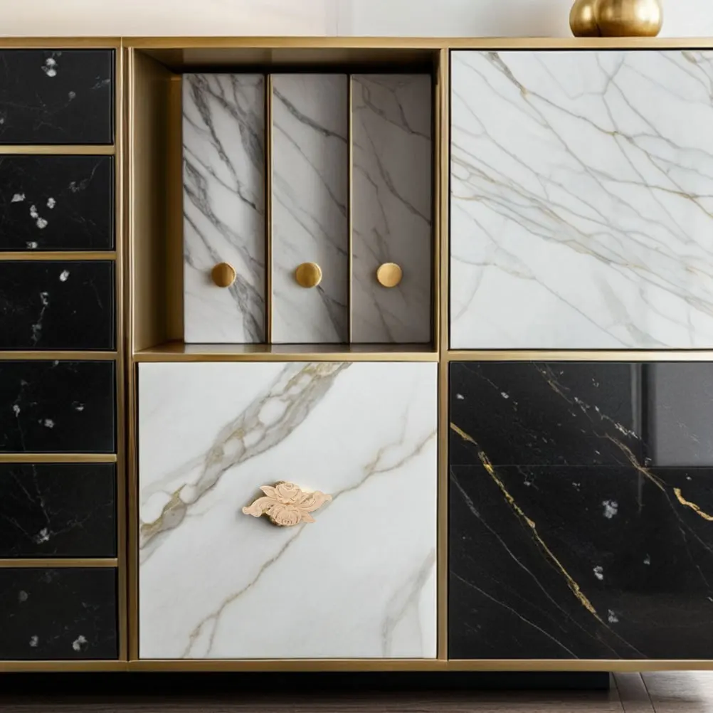 

2Pcs Solid Wood Carved Appliques Rose Pattern Unpainted Decorative Onlays for Cabinet Bed Wall Decor Furniture Accent