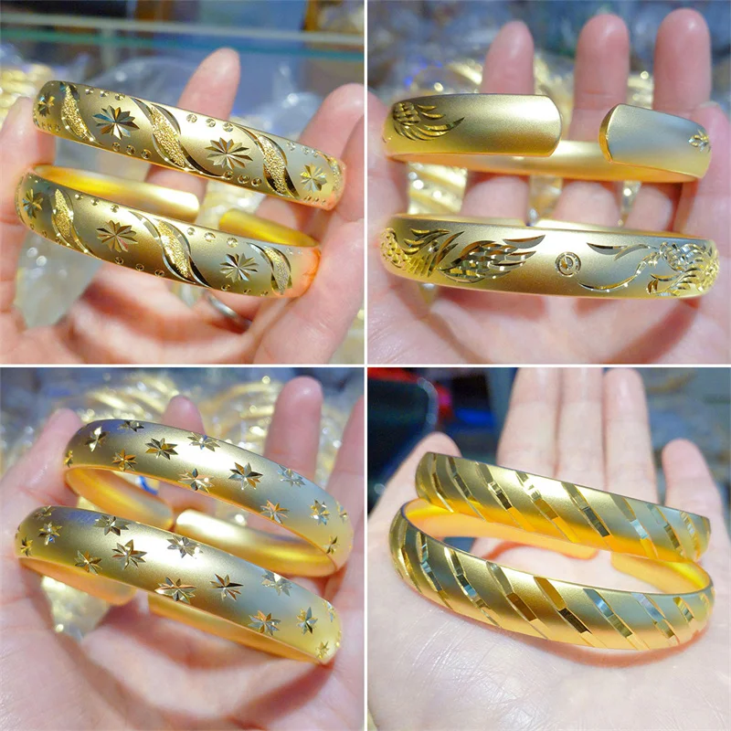 

Real gold 24K open bracelet 999 heritage series AU750 non-fading dragon and phoenix feather gift for girlfriend, adjustable