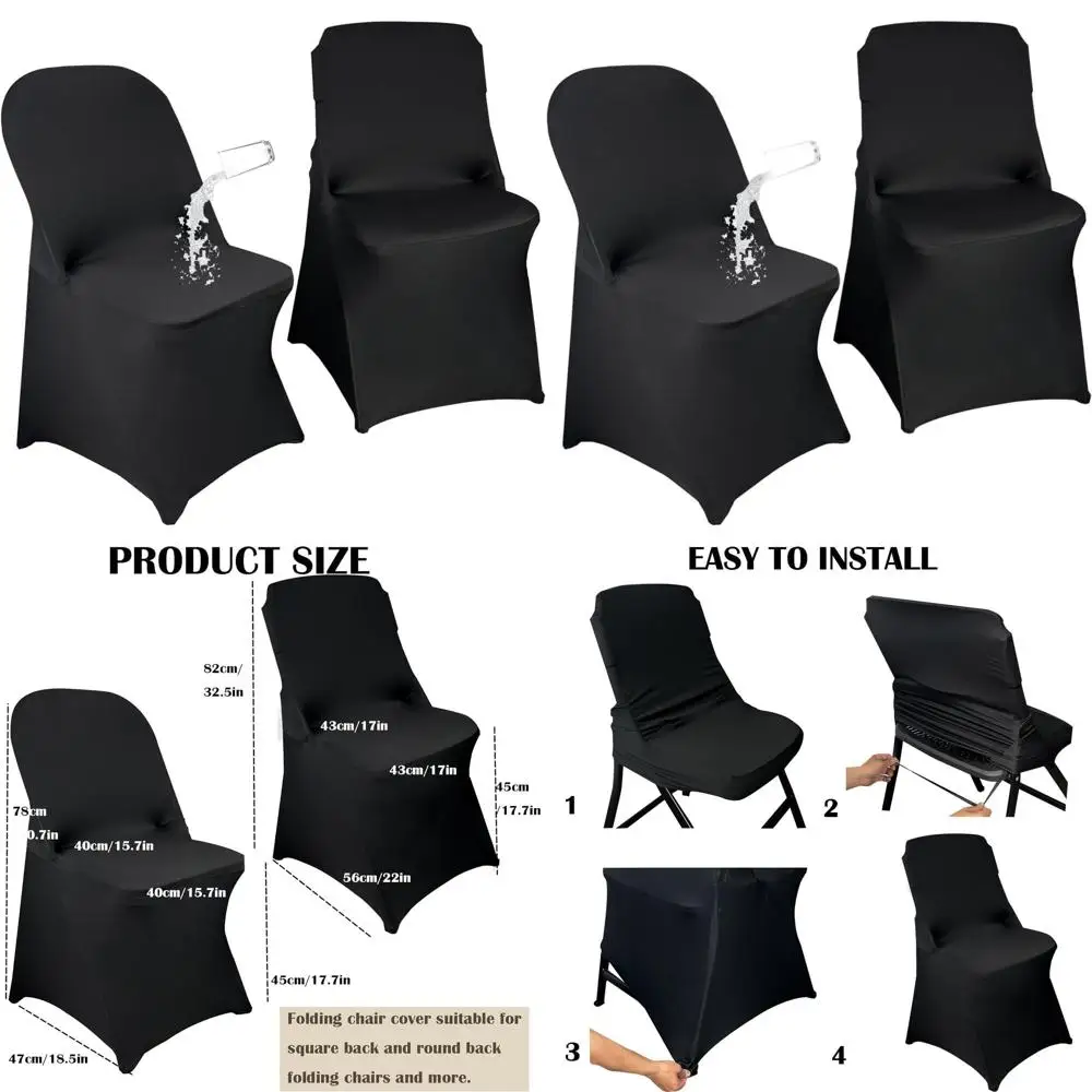 40 Pack Stretchable Spandex Waterproof Chair Covers, Universal Fit for Weddings, Parties, and Celebrations (Black)