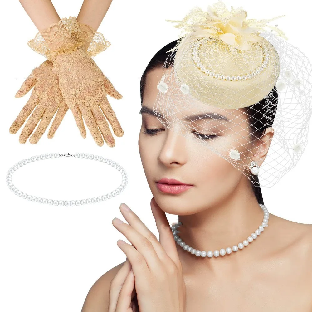 

Retro Exquisite Mesh Feather Headband Elegant Sweet Vintage Fascinator Hat Headpiece Hair Hoop Bride Headdress Stage Performance