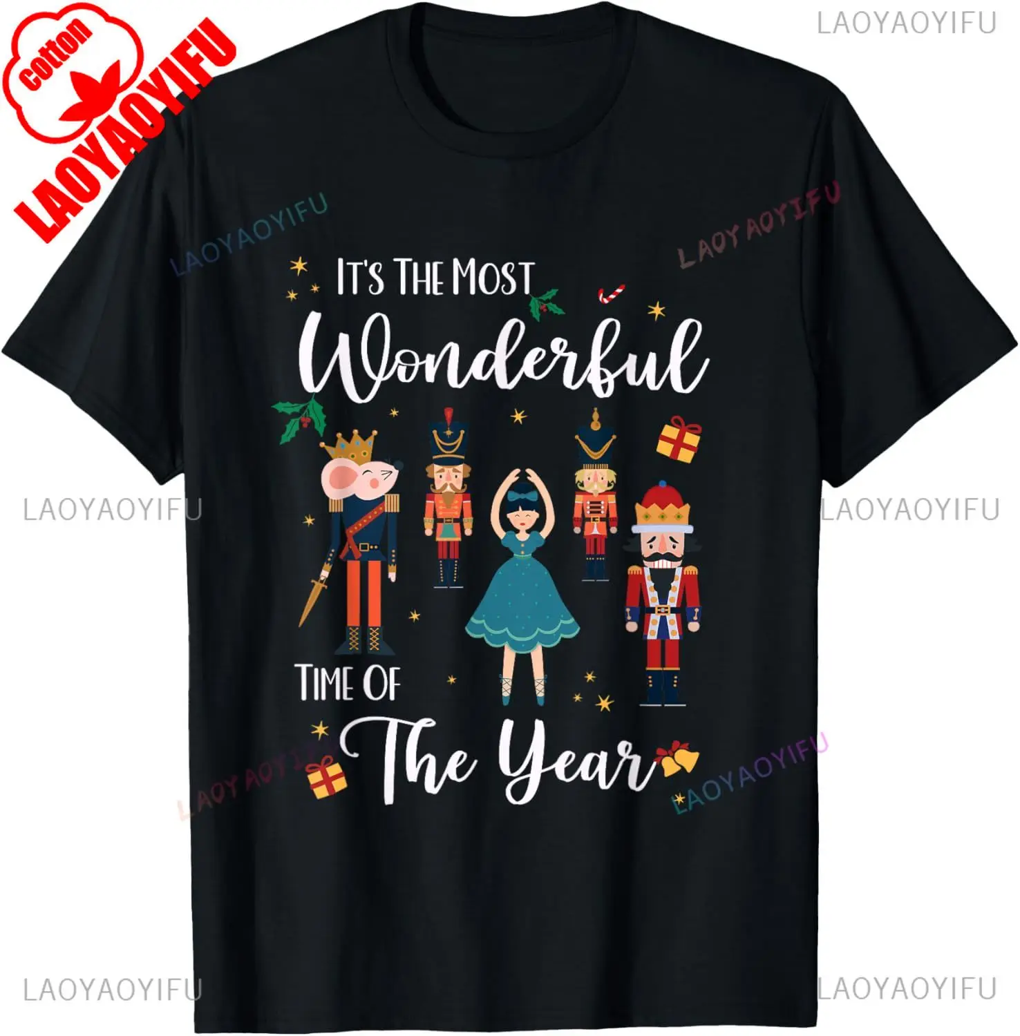 It's The Most Wonderful Time of The Year Nutcracker Squad Cotton T-Shirt Vintage Clothes Y2k Top Women Clothing Graphic T Shirts