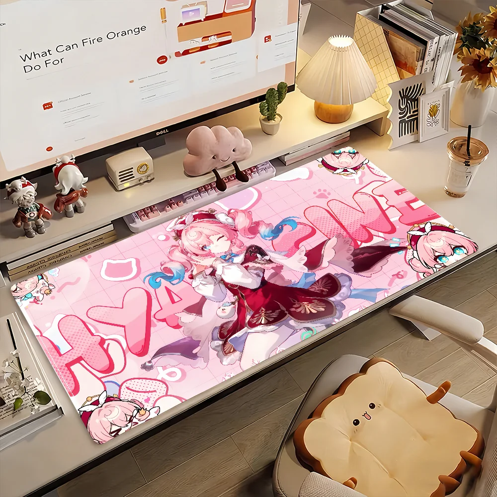

Gaming Mouse Pad,Desk Mat,Anti-slip, Stitched Edges, Cute Pink Anime Girl with Letters Print, Keyboard Pad for Gamer Home Office