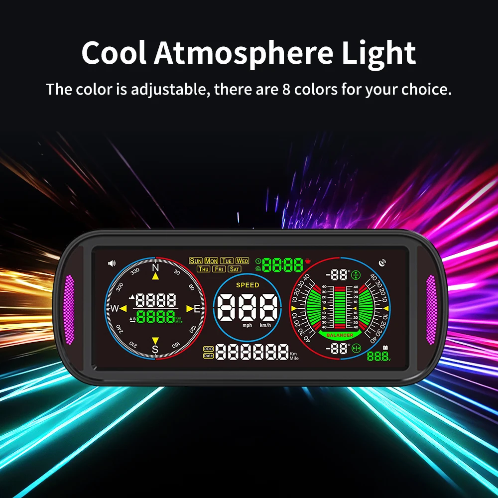 4x4 Off-Road Digital Inclinometer – LCD HUD Display with Speedometer, GPS Odometer & Tilt/Angle Meter 5