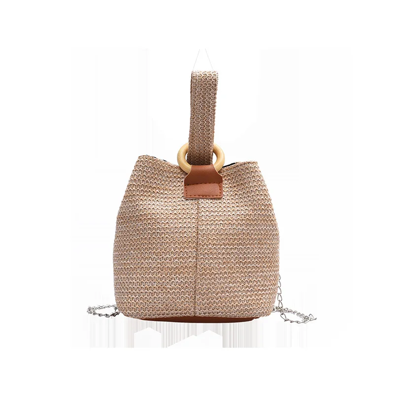 Designer Women Bag Woven Handbag 2024 Summer Woven Bucket Crossbody Chain Shoulder Bags Bohemian Female Handmade Rattan Tote sac