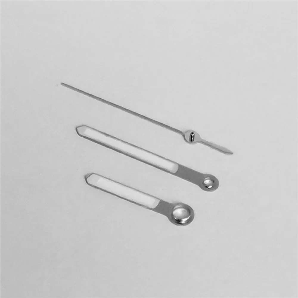 NH35 стрелки зеленые светящиеся стрелки часов для NH35 NH36 механизм 9 мм * 13 мм * 13,5 мм серебристые указатели для часов 3-контактные иглы аксессуары