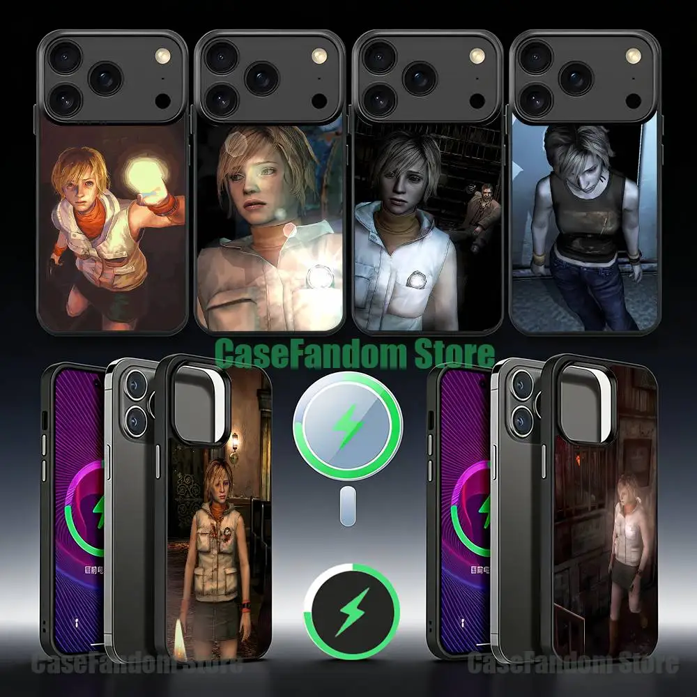 

S-Silent Hill 3 Heather For iPhone 17,16,15,14,13,12,11,Pro,Max,Plus,Mini,SE4,E Black Phone Case Magnetic Wireless Charging