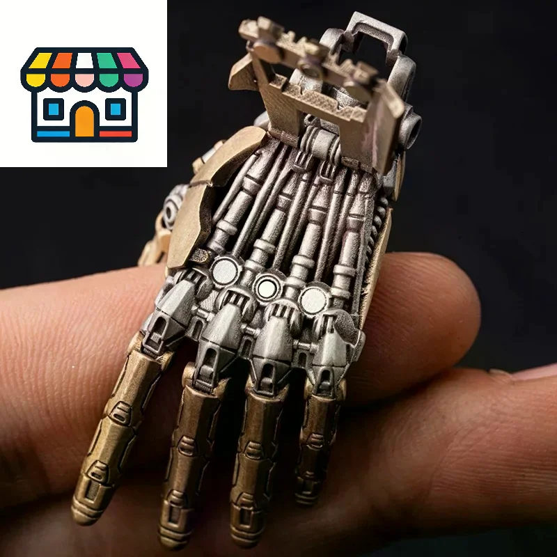Creative Mechanical Bionic Hand Pendant With Chain For Men Women Movable Finger Joints Robot Hand Necklace Jewelry
