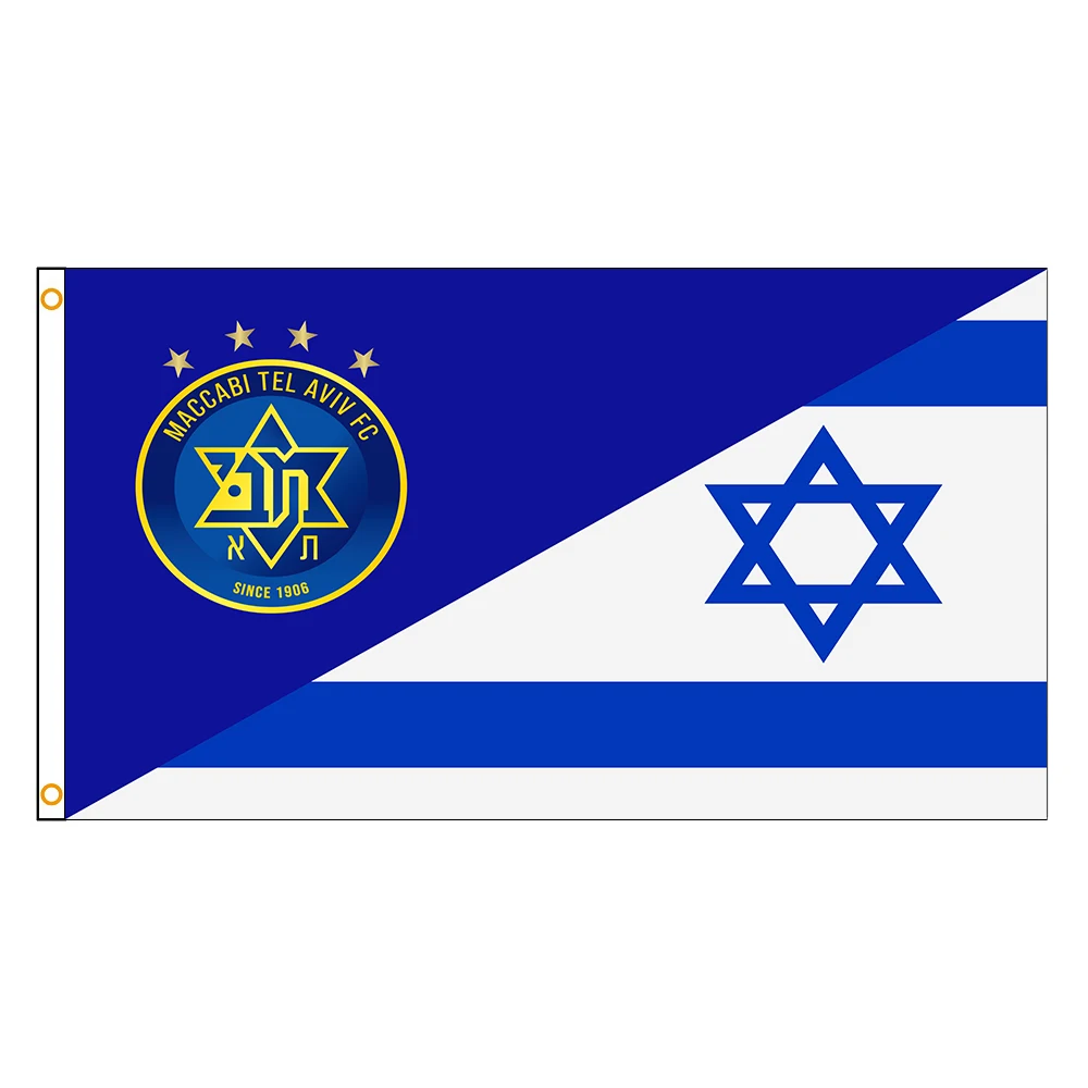 90x150cm Half Tel Aviv Half Israel Flag Polyester Printed Football Game Home Outdoor Banner For Decoration