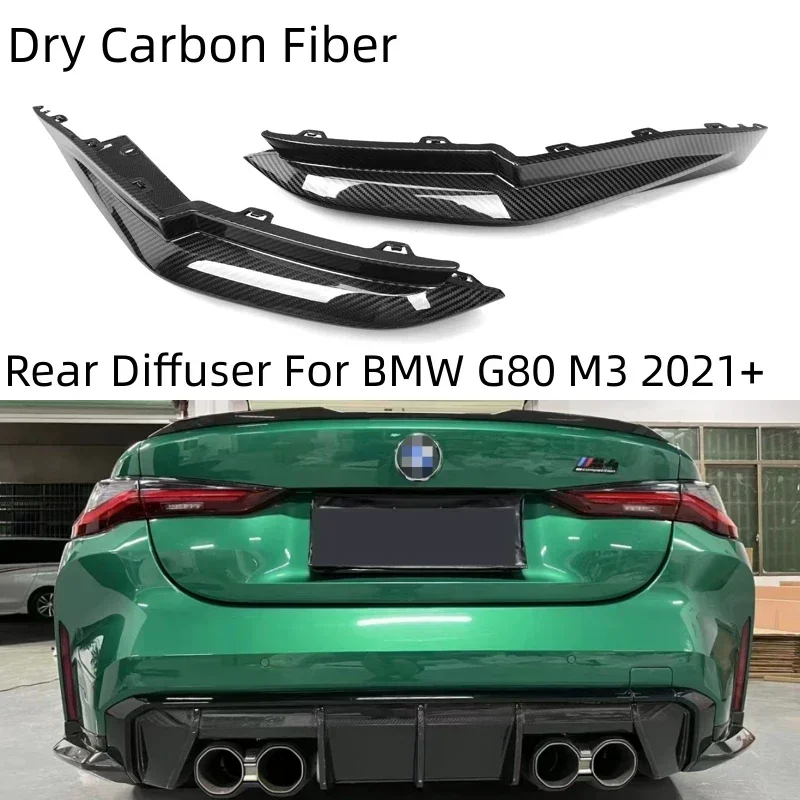 OEM Style Car Rear Bumper Canard Splitters for BMW G80 M3 G82 M4 Dry Carbon Fibre Diffuser Lip Flaps Protector Corner Wcrapping