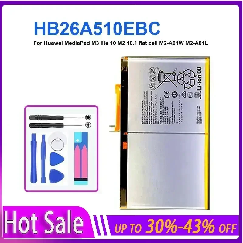

Аккумулятор для планшета 6660 мАч для Huawei MediaPad M3 lite 10 M3lite M2 10,1, плоский элемент M2-A01W M2-A01L HB26A510EBC Сменный аккумулятор