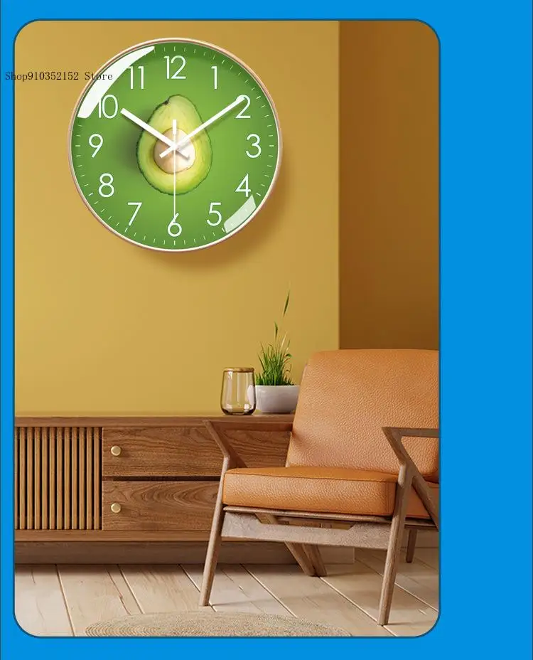 6090 Wall Clock Living Room Colorful Fruit Clock Fruit and Vegetable Clock Chinese Wall Watch Silent Scanning Second