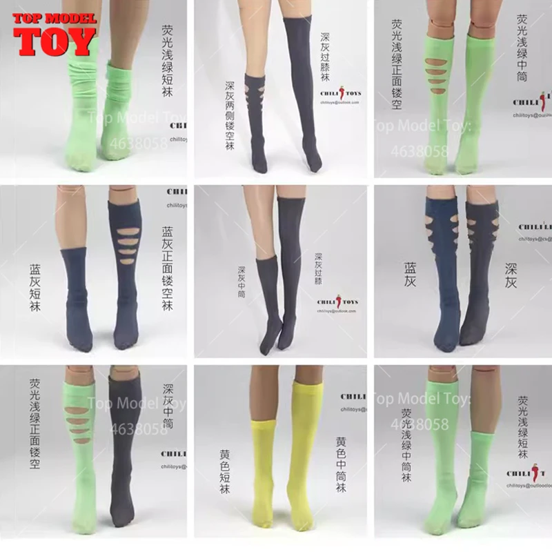 CHILI TOYS C05 1/6 Ice Short Mid Length Socks Hollow Socks Clothes AccessoyModel for 12'' Female Soldier Action Figure Body Doll