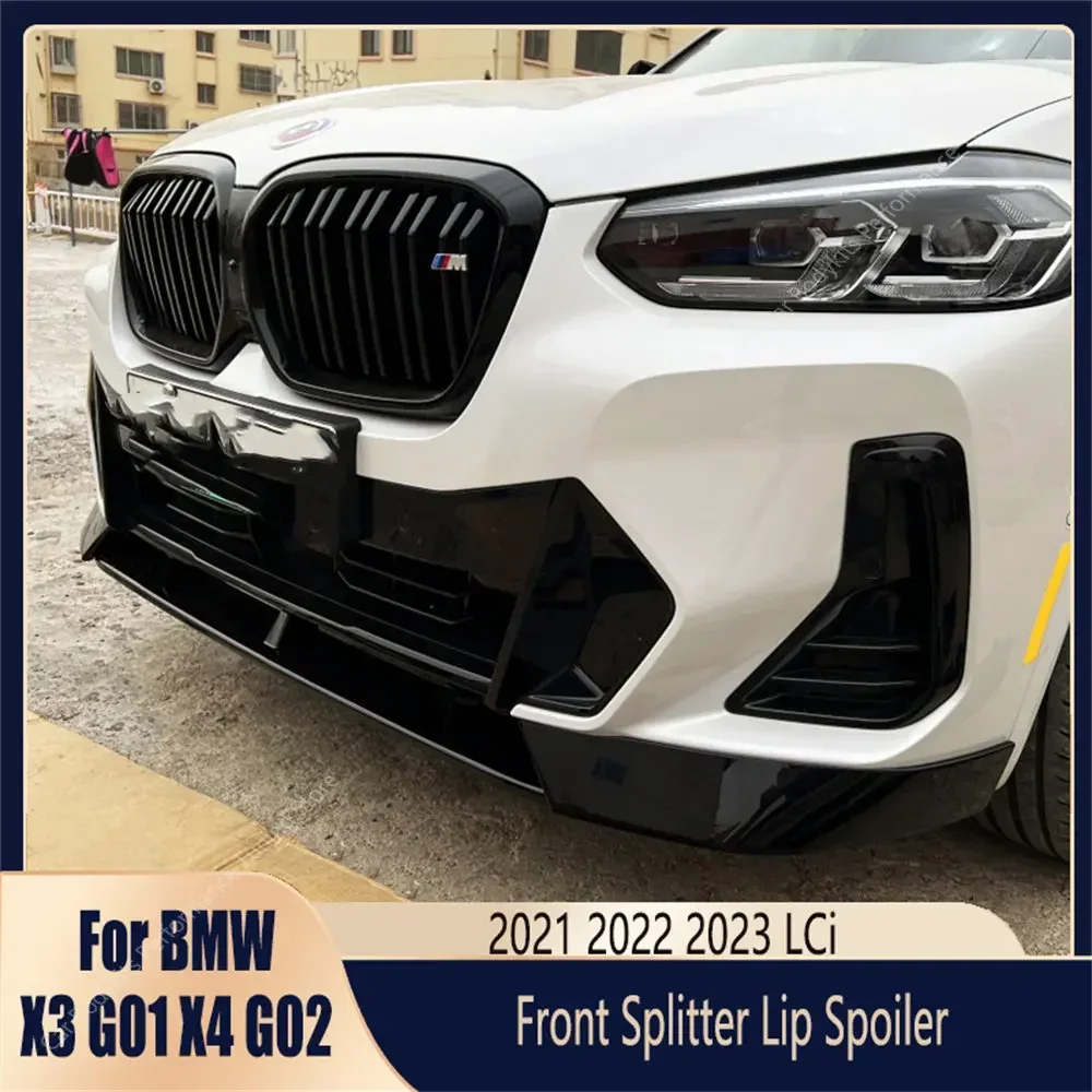 

4pcs Car Front Bumper Splitter Lip Spoiler Diffuser For Bmw G01 G02 X3 X4 iX3 20d 30i 30d 30e M40i M40d Bodykits 2021-2023 Lci