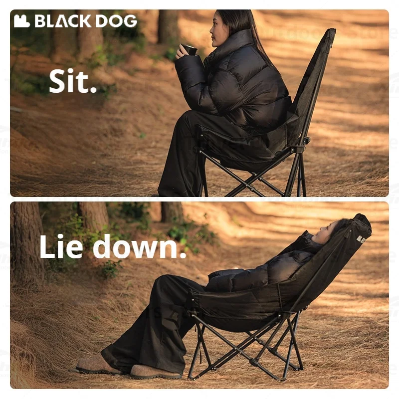 Naturehike BLACKDOG Folding Cotton Recliner Adjustable Carbon Steel Outdoor Camping Portable Thicken Leisure Lounge Moon Chair