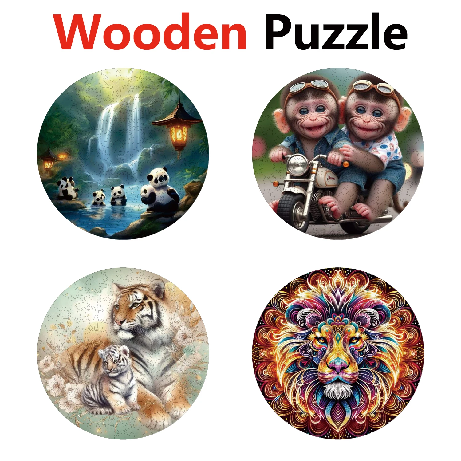 

Panda Monkey Tiger Lion Animal Puzzles High Quality Jigsaw Puzzle Wooden Puzzle Best Christmas Gift
