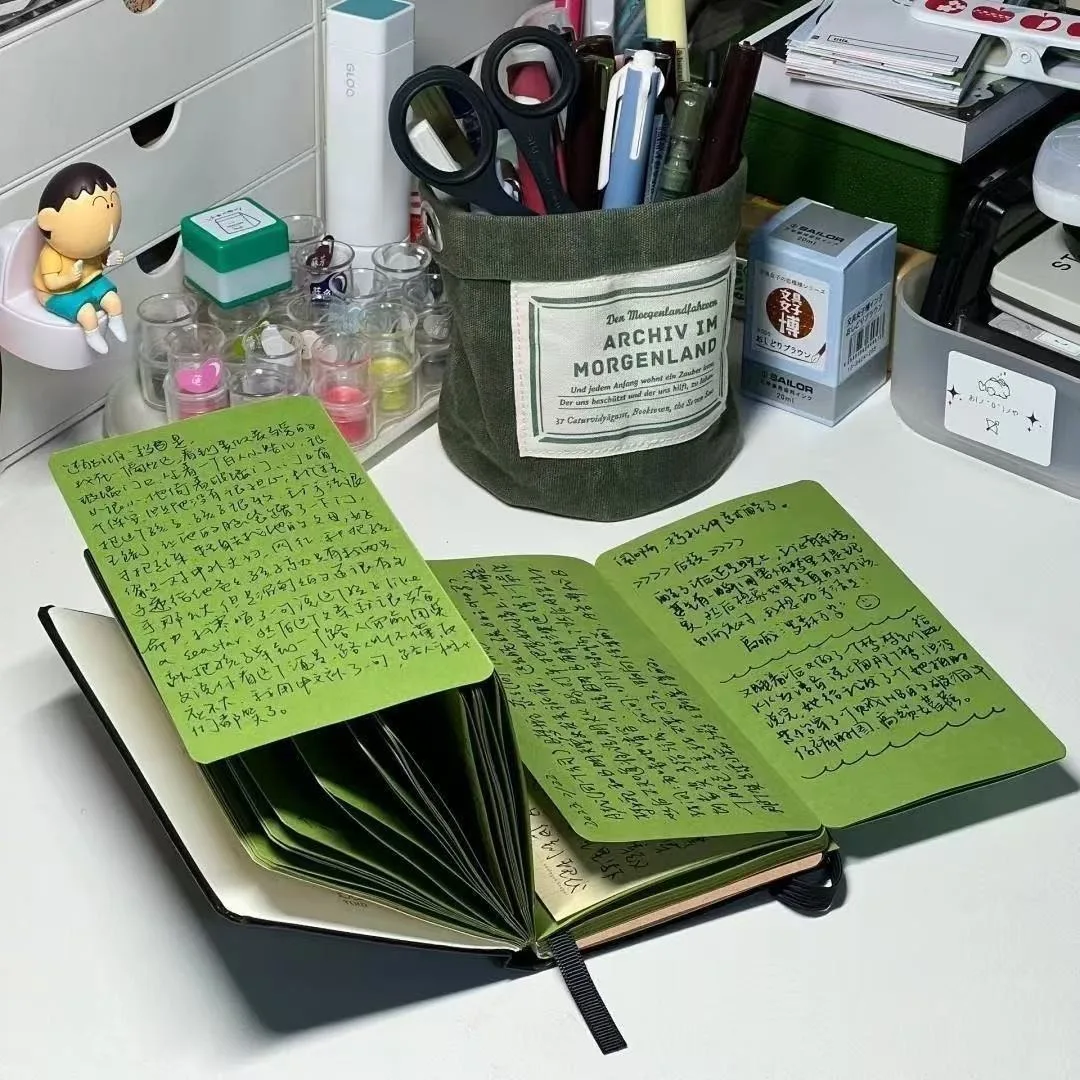 Yellow Matcha Foldable Notebook Diary High-Value Ins Style Planner Student Portable Plan Notebook Stationery