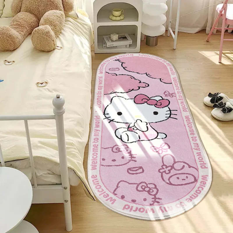 Kawaii Hello Kitty dywan Sanrio łóżko dywan miękki dywanik do sypialni długa taśma koc salon artykuły gospodarstwa domowego antypoślizgowe