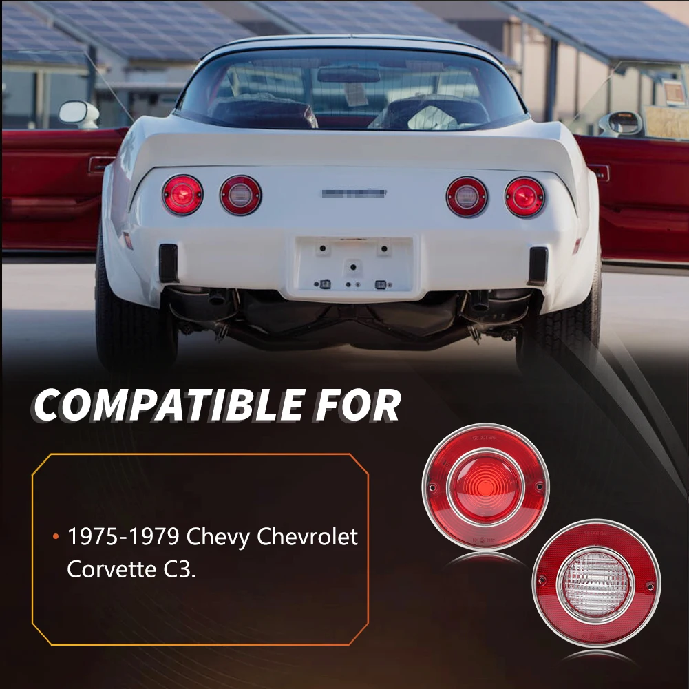 4Pcs For 1975 1976 1977 1978 1979 Chevrolet Corvette C3 Rear Bumper Tail Light Brake Light Backup Light Reverse Light DRL Cover