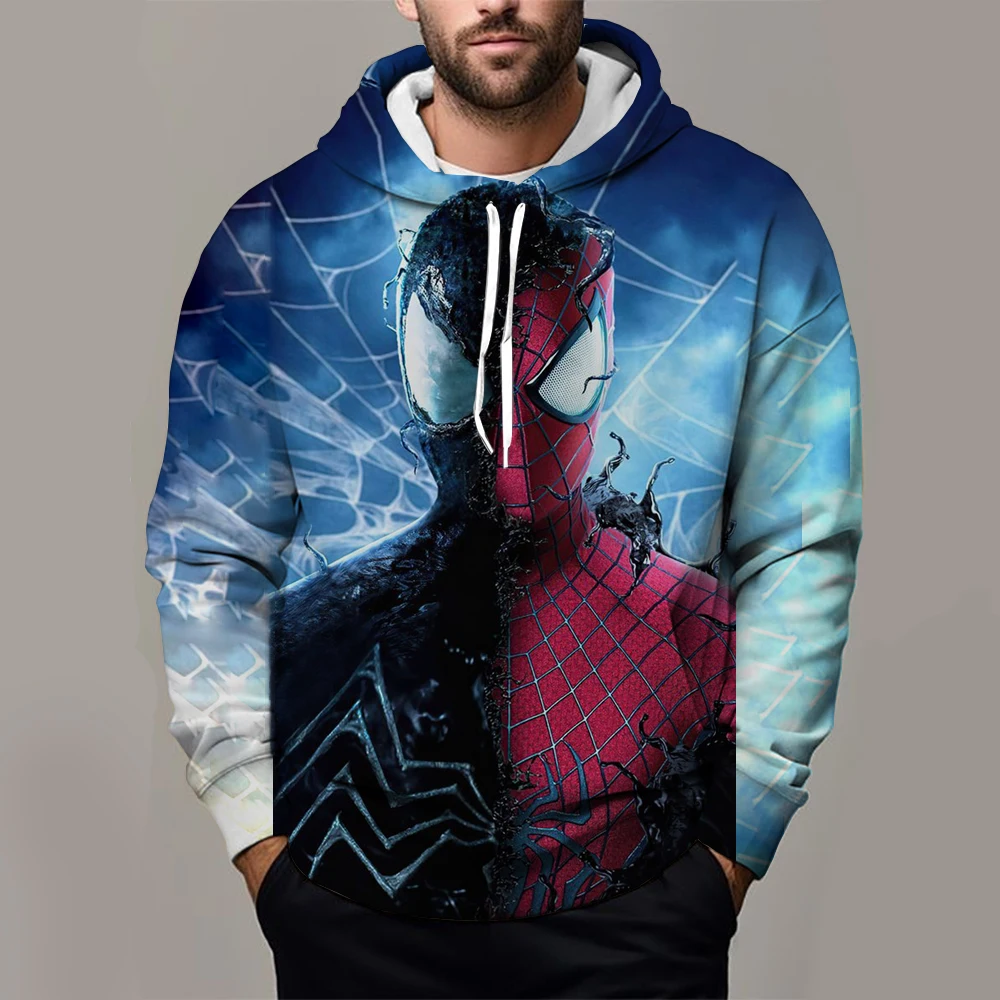 Autumn Winter Spider-Man Parallel Universe Little Black Marvel Pullover 3D Printing Loose Comfort Casual Trend Fashion Hoodie